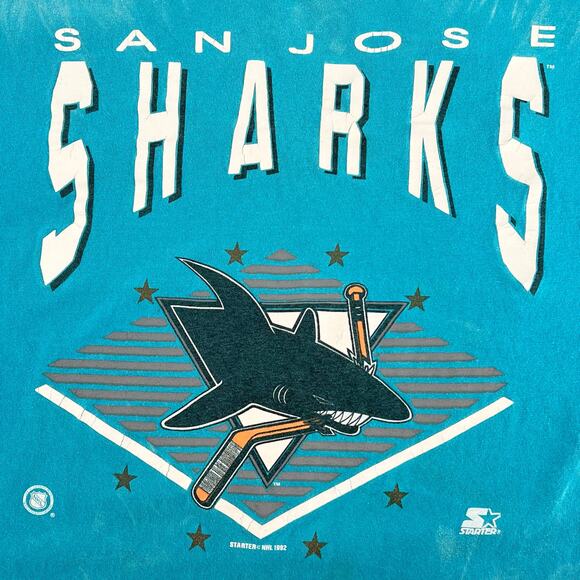 90s NHL San Jose Sharks Starter tshirt 1990s vintage - Picture 2 of 9